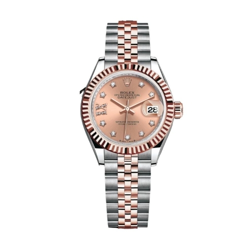 Đồng Hồ Rolex Lady-Datejust 28 279381RBR-0027 Mặt Số Hoa Hồng Dây Đeo Jubilee Vàng Hồng