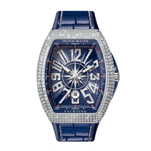 Đồng Hồ Franck Muller Vanguard V41 Yachting Custom Diamonds Mặt Số Xanh Dây Đeo Xanh
