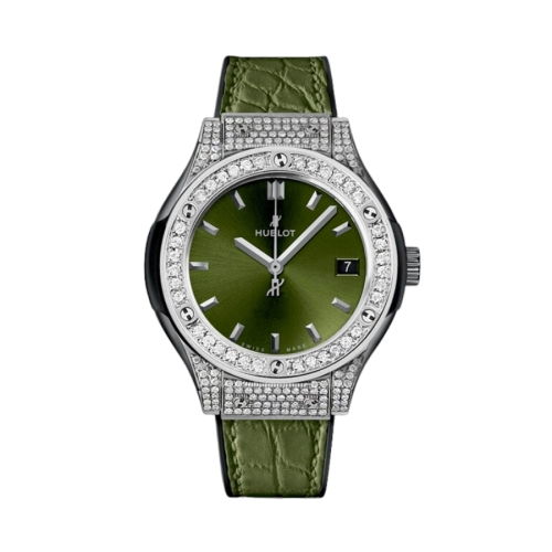 Đồng Hồ Hublot Classic Fusion Green Titanium Pavé 33mm 581.NX.8970.LR