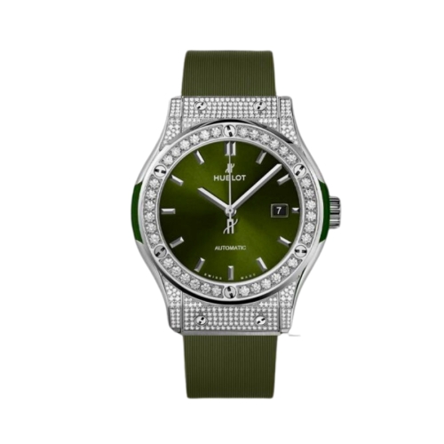 Đồng Hồ Hublot Classic Fusion Green Titanium Pavé 38mm 565.NX.8970.RX