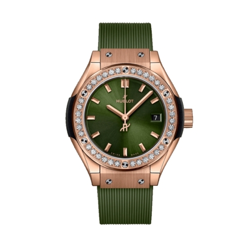 Hublot Classic Fusion King Gold Green Diamonds 29mm 591.OX.8980.RX.1204