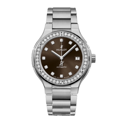 Đồng Hồ Hublot Classic Fusion Titanium Brown Diamonds Bracelet 33mm 585.NX.897M.NX.1204