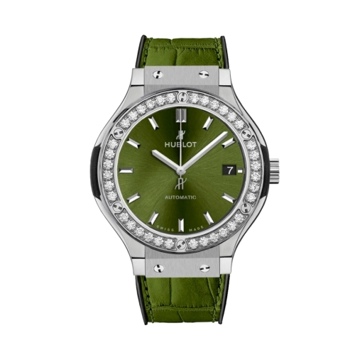 Đồng Hồ Hublot Classic Fusion Titanium Green Diamonds 38mm 565.NX.8970.LR.1204