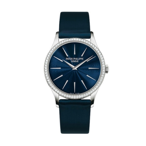Đồng Hồ Patek Philippe Calatrava Diamond Blue Dial Ladies 4897G-001 33mm