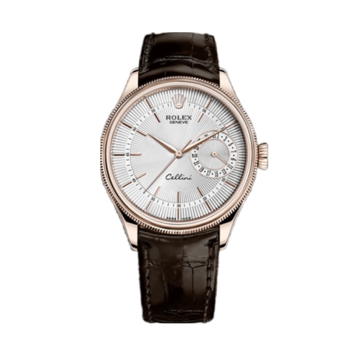 Đồng Hồ Rolex Cellini Date 50515-0008 Mặt Số Bạc Dây Đeo Da 39mm