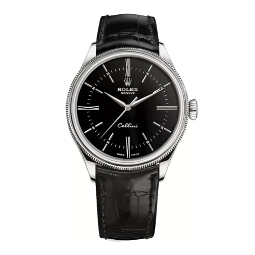 Đồng Hồ Rolex Cellini Time 50509-0006 Mặt Số Đen Dây Đeo Da 39mm