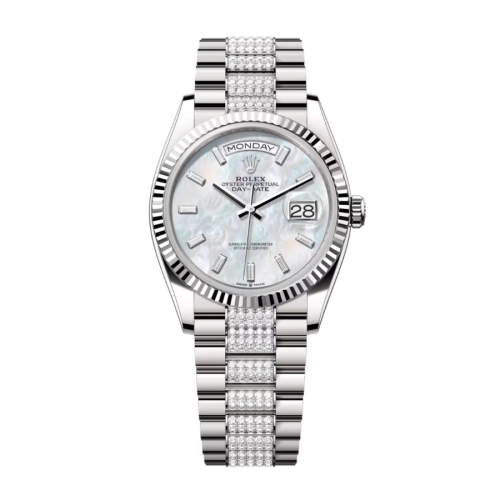 Đồng Hồ Rolex Day-Date 36 128239 Mặt Số Xà Cừ Trắng