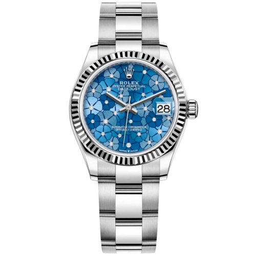 Đồng Hồ Rolex Datejust 31 278274-0035 Mặt Số Hoạ Tiết Hoa Azzurro Màu Xanh Dương Dây Đeo Oyster Thép