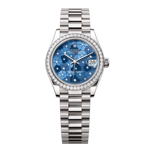 Đồng Hồ Rolex Datejust 31 278289RBR Mặt Số Hoạ Tiết Hoa Xanh Dương