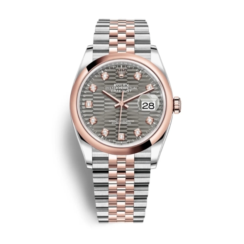 Đồng Hồ Rolex Datejust 36 126201-0041 Mặt Số Nếp Gấp Xám Đậm Dây Đeo Jubilee Thép Vàng Hồng