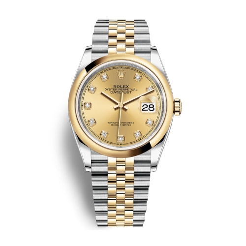 Đồng Hồ Rolex Datejust 36 126203-0045 Mặt Số Nếp Gấp Vàng Dây Đeo Jubilee Thép Vàng Vàng