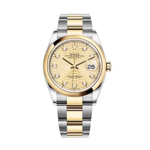 Đồng Hồ Rolex Datejust 36 126203-0046 Mặt Số Nếp Gấp Vàng Dây Đeo Oyster Thép Vàng Vàng
