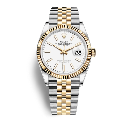Đồng Hồ Rolex Datejust 36 126233-0019 Mặt Số Trắng Dây Đeo Jubilee Thép Vàng Vàng