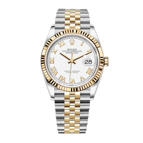 Đồng Hồ Rolex Datejust 36 126233-0029 Mặt Số Trắng Dây Đeo Jubilee Thép Vàng Vàng