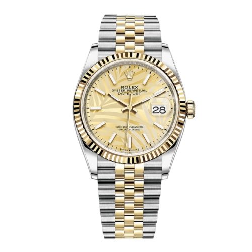 Đồng Hồ Rolex Datejust 36 Mặt Số Cây Lá Cọ Vàng 126233-0037