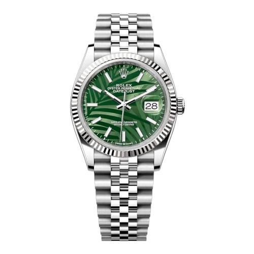 Đồng Hồ Rolex Datejust 36 Mặt Số Lá Cọ Xanh 126234-0047