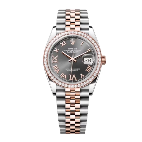 Đồng Hồ Rolex Datejust 36 Mặt Số Ghi Xám Nạm Kim Cương 126281RBR-0011