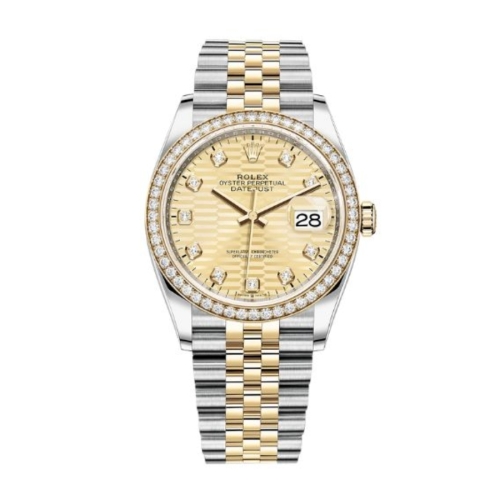 Đồng Hồ Rolex Datejust 36 126283RBR-0031 Mặt Số Nếp Gấp Vàng Đính Kim Cương Dây Đeo Jubilee Thép Vàng Vàng
