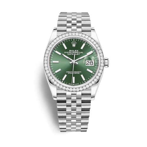 Đồng Hồ Rolex Datejust 36 Mặt Số Xanh Lá Đính Kim Cương 126284RBR-0043