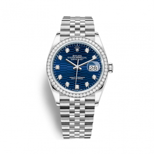 Đồng Hồ Rolex Datejust 36 Mặt Số Nếp Gấp Xanh Đính Kim Cương 126284RBR-0049