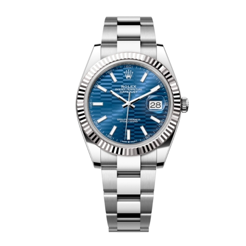 Đồng Hồ Rolex Datejust 41 125334-0031 Mặt Số Hoạ Tiết Nếp Gấp Màu Xanh Dương Dây Đeo Oyster Thép