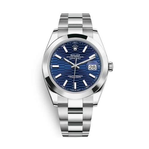 Đồng Hồ Rolex Datejust 41 126300-0023 Mặt Số Nếp Gấp Xanh Dây Đeo Oyster Thép