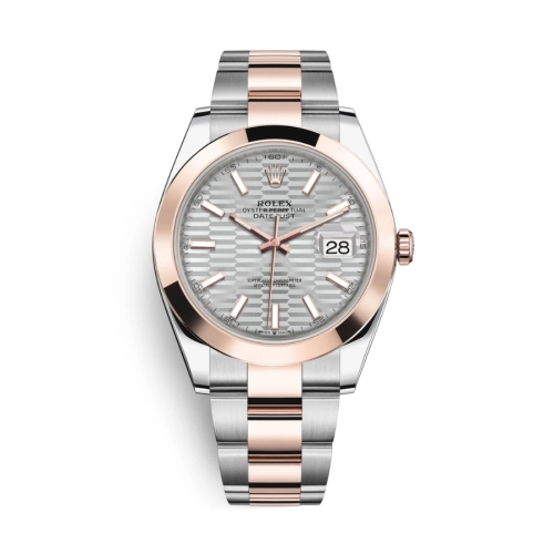 Đồng Hồ Rolex Datejust 41 126301-0017 Mặt Số Nếp Gấp Bạc Dây Đeo Oyster Thép Vàng Hồng