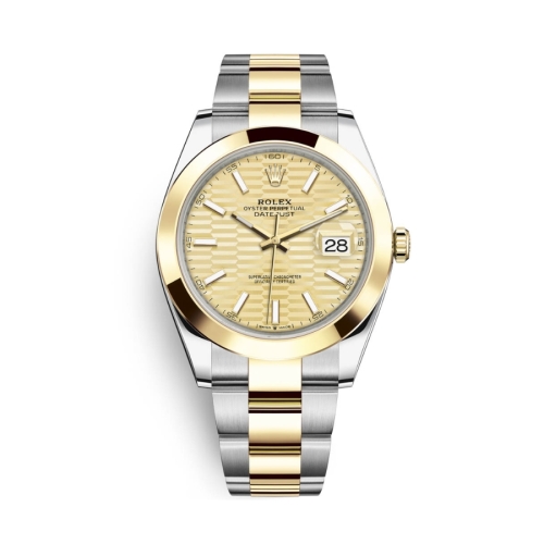 Đồng Hồ Rolex Datejust 41 126303-0021 Mặt Số Nếp Gấp Vàng Dây Đeo Oyster Thép Vàng Vàng