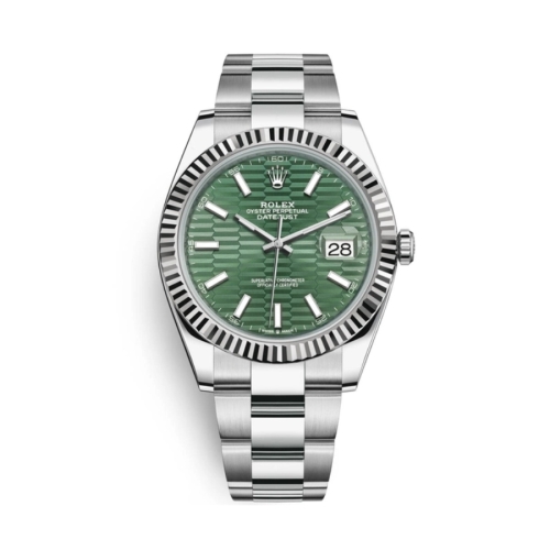 Đồng Hồ Rolex Datejust 41 126334-0029 Mặt Số Nếp Gấp Xanh Lá Dây Đeo Oyster Thép