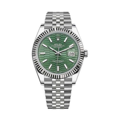 Đồng Hồ Rolex Datejust 41 Mặt Số Nếp Gấp Xanh Lá 126334-0030