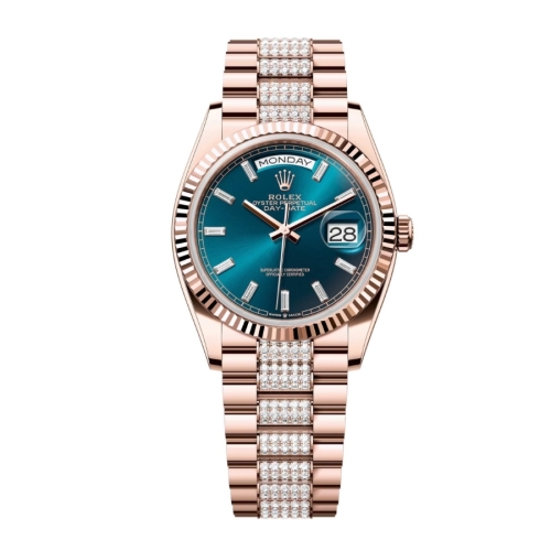 Đồng Hồ Rolex Day-Date 36 128235 Mặt Số Xanh Lục Lam