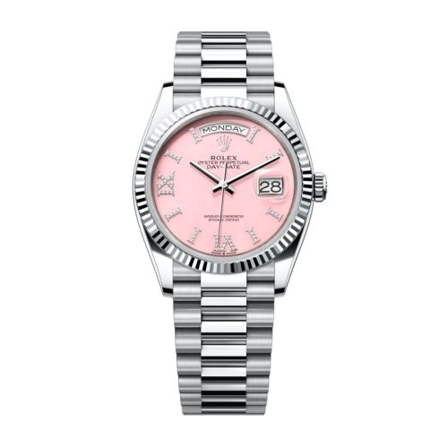 Đồng Hồ Rolex Day-Date 36 128236-0006 Mặt Số Hồng Dây Đeo President Platinum