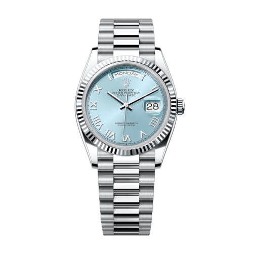 Đồng Hồ Rolex Day-Date 36 128236-0008 Mặt Số Ice-Blue Dây Đeo President Platinum