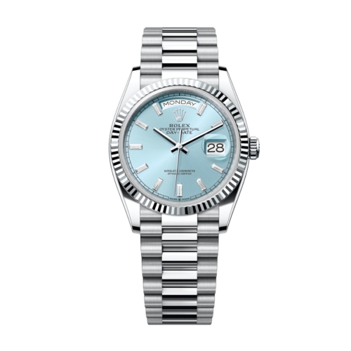 Đồng Hồ Rolex Day-Date 36 128236-0009 Mặt Số Ice-Blue Dây Đeo President Platinum