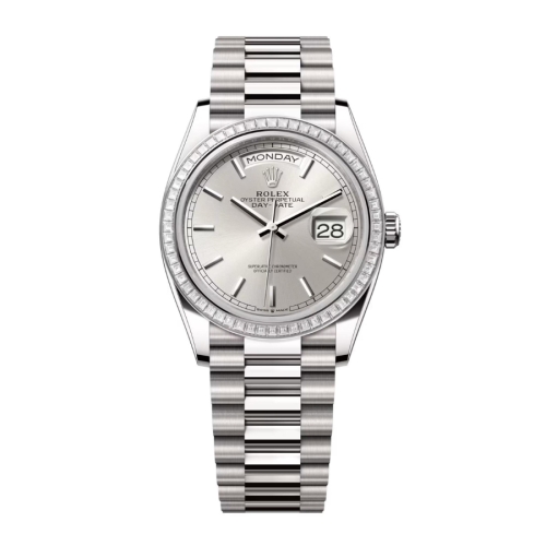 Đồng Hồ Rolex Day-Date 36 128399 Mặt Số Bạc