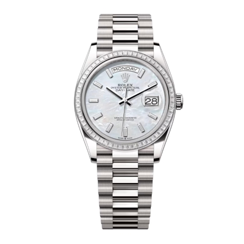 Đồng Hồ Rolex Day-Date 36 128399TBR Mặt Số Xà Cừ Trắng