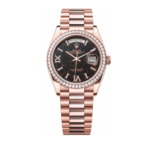 Đồng Hồ Rolex Day-Date 36 128345RBR-0044 Mặt Số Eisenkiesel Dây Đeo President Vàng Hồng