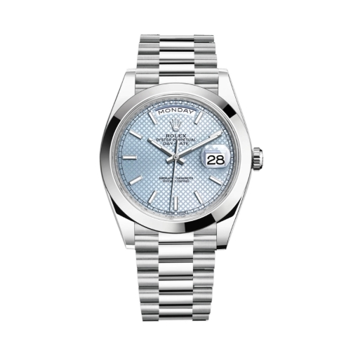 Đồng Hồ Rolex Daydate 40 228206-0004 Mặt Số Xanh Băng Dây Đeo President Vàng Trắng