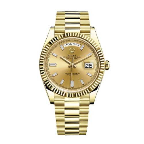 Đồng Hồ Rolex Daydate 40 228238-0005 Mặt Số Vàng Dây Đeo President Vàng Vàng
