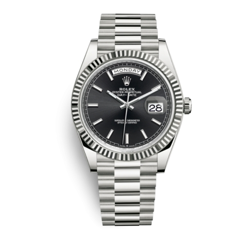Đồng Hồ Rolex Daydate 40 228239-0004 Mặt Số Đen Dây Đeo President Vàng Trắng