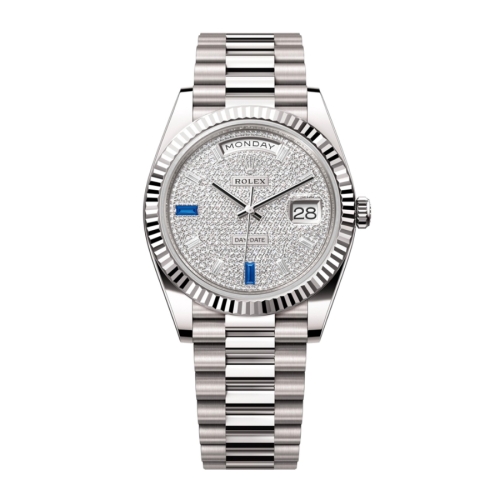 Đồng Hồ Rolex Daydate 40 228349rbr-0036 Mặt Số Kim Cương Nạm Ngọc Bích Dây Đeo President Vàng Trắng