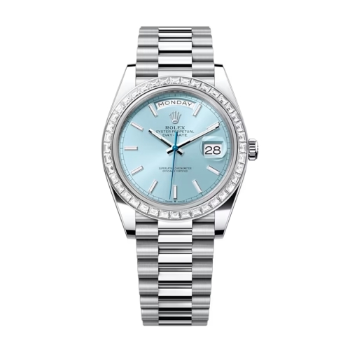 Đồng Hồ Rolex Daydate 40 228396tbr-0002 Mặt Số Ice-Blue Dây President Vàng Trắng