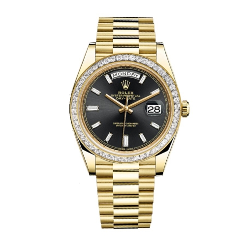 Đồng Hồ Rolex Daydate 40 228398tbr-0001 Mặt Số Đen Dây Đeo President Vàng Vàng
