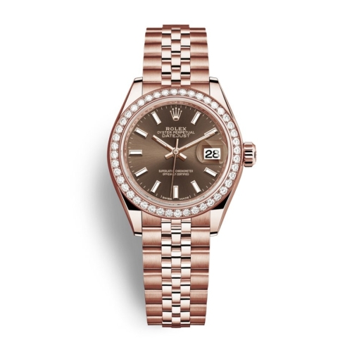 Đồng Hồ Rolex Lady-Datejust 28 279135rbr-0008 Mặt Số Nâu Dây Đeo Jubilee Vàng Hồng