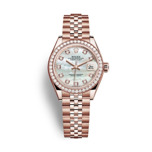 Đồng Hồ Rolex Lady-Datejust 28 279135RBR-0019 Mother Of Pearl Mặt Số Xà Cừ Dây Đeo Jubilee Vàng Hồng