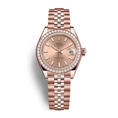 Đồng Hồ Rolex Lady-Datejust 28 279135RBR-0026 Mặt Số Hoa Hồng Dây Đeo Jubilee Vàng Hồng