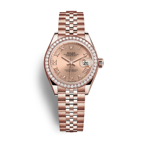 Đồng Hồ Rolex Lady-Datejust 28 279135RBR-0028 Mặt Số Hoa Hồng Dây Đeo Jubilee Vàng Hồng