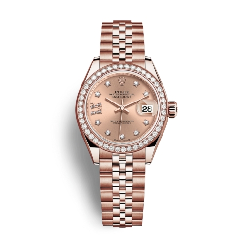 Đồng Hồ Rolex Lady-Datejust 28 279135RBR-0030 Mặt Số Hoa Hồng Dây Đeo Jubilee Vàng Hồng