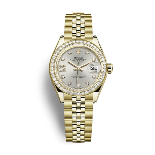 Đồng Hồ Rolex Lady-Datejust 28 279138RBR-0002 Mặt Số Bạc Dây Đeo Jubilee Vàng Vàng