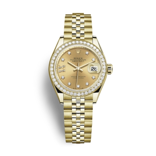 Đồng Hồ Rolex Lady-Datejust 28 279138RBR-0007 Mặt Số Vàng Dây Đeo Jubilee Vàng Vàng